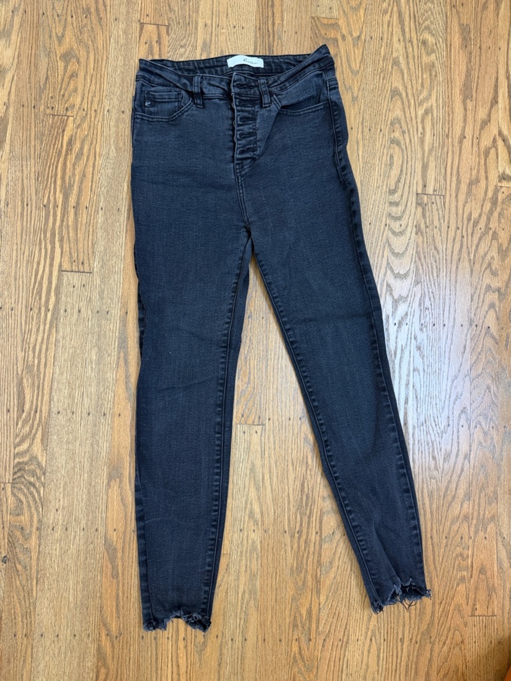 KanCan Button-Fly Black Skinny Jeans with Raw Hem